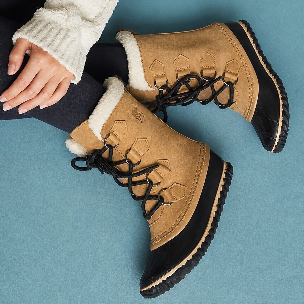 Sorel Caribou Slim Nubuck Hiking Winter Mid Calf Waterproof Boots‎ Size 6.5